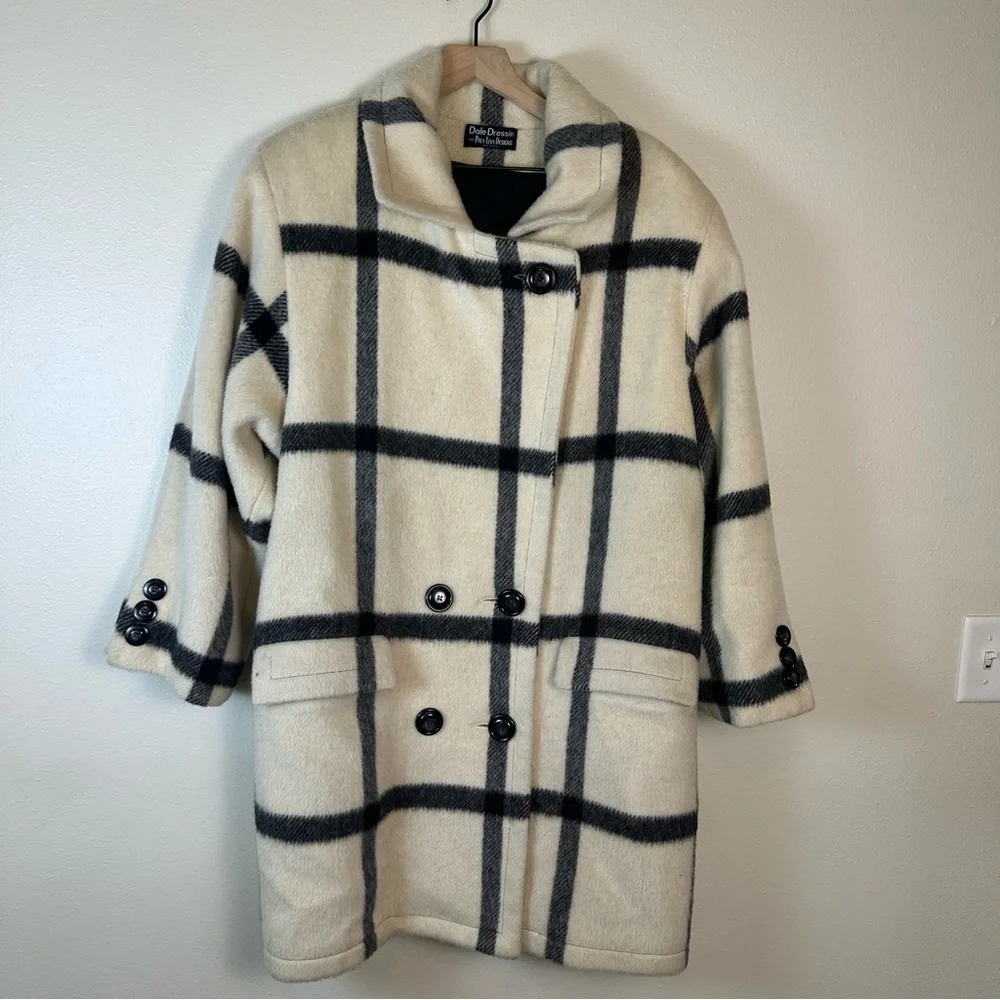DALE DRESSIN For Paul Levy Designs Plaid Double-Breasted Women's Wool Coat - Picture 5 of 10